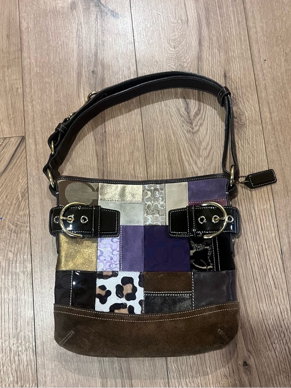 Vintage Coach Holiday Patchwork Eva Shoulder Crossbody Bag